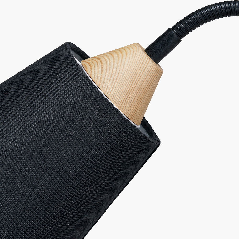 Juna Black Metal and Natural Wood Wall Light  Nicholas John Interiors