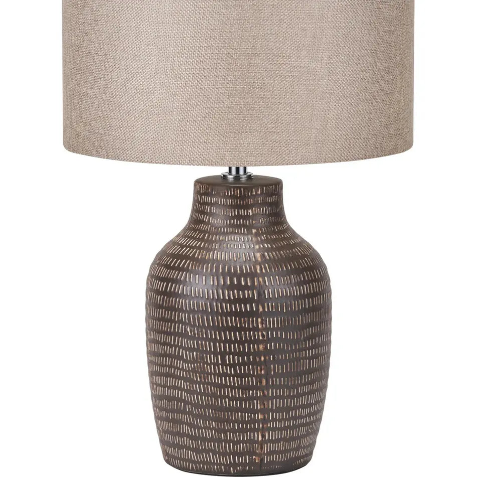 Kai Earth Coloured Textured Tall Ceramic Table Lamp   Nicholas John Interiors