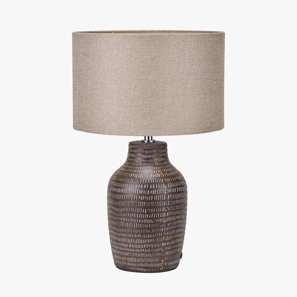 Kai Earth Coloured Textured Tall Ceramic Table Lamp  Nicholas John Interiors