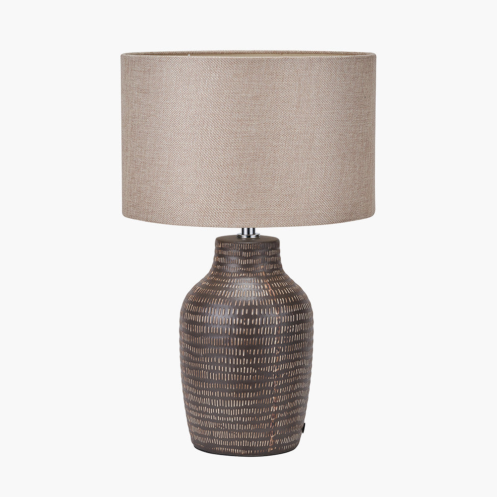 Kai Earth Coloured Textured Tall Ceramic Table Lamp  Nicholas John Interiors