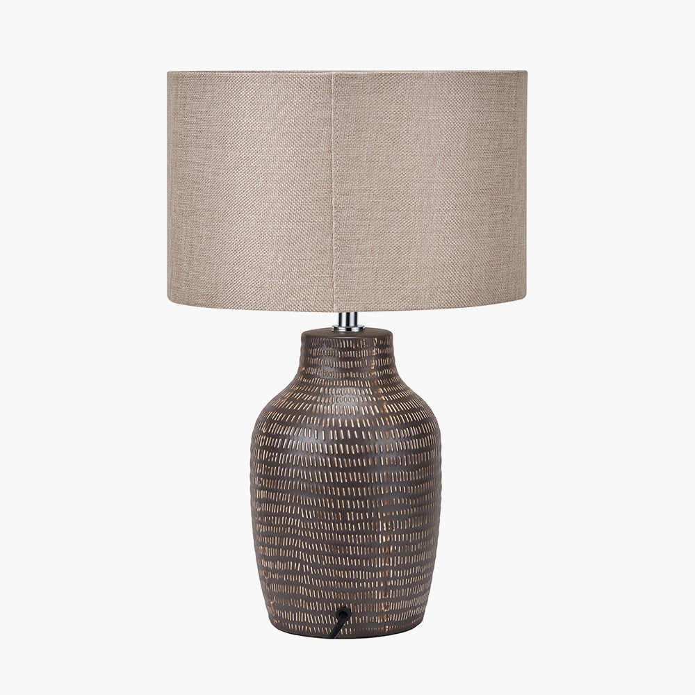 Kai Earth Coloured Textured Tall Ceramic Table Lamp  Nicholas John Interiors