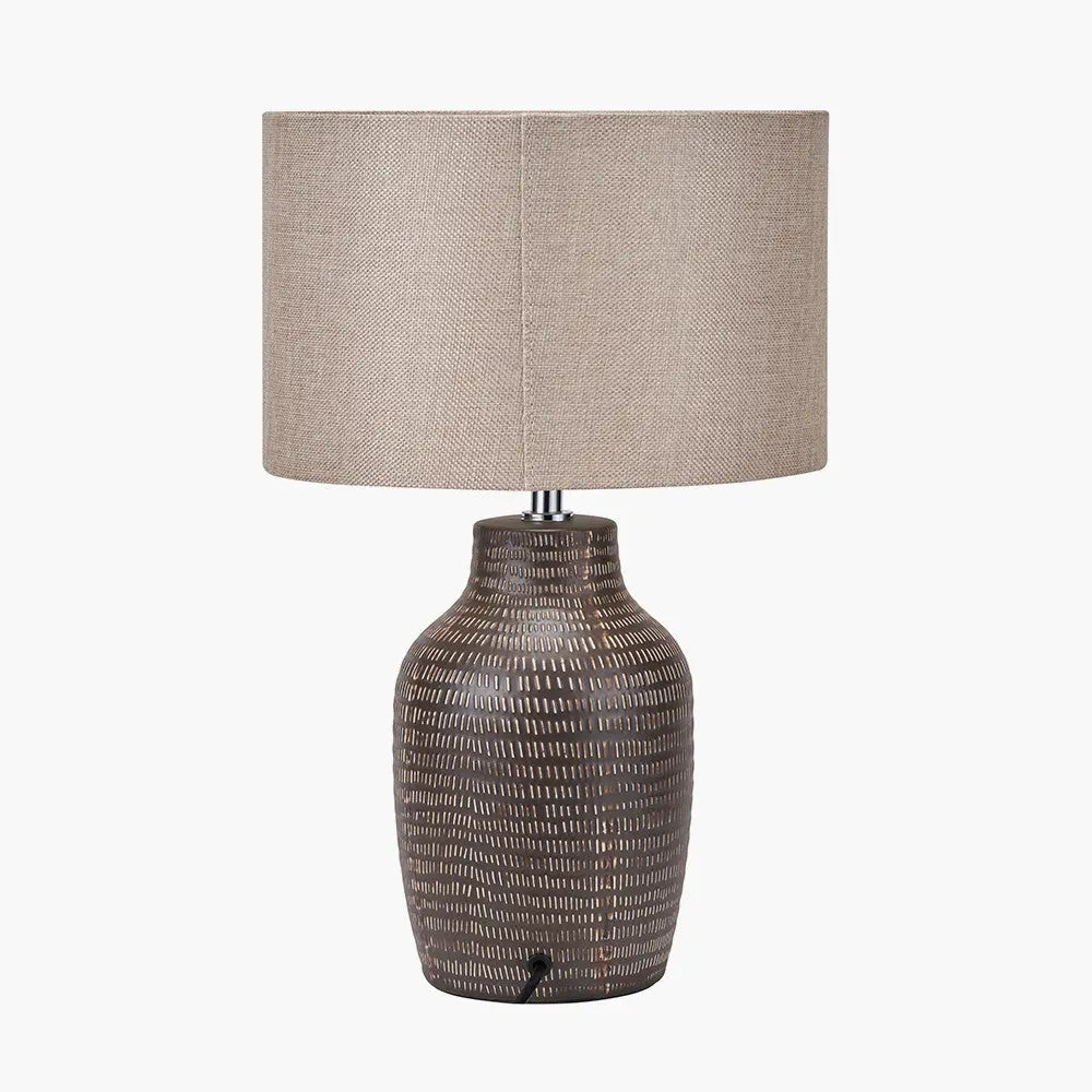 Kai Earth Coloured Textured Tall Ceramic Table Lamp  Nicholas John Interiors
