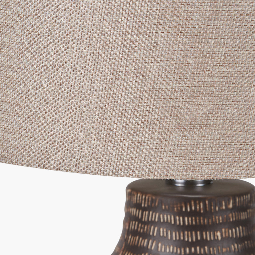 Kai Earth Coloured Textured Tall Ceramic Table Lamp  Nicholas John Interiors