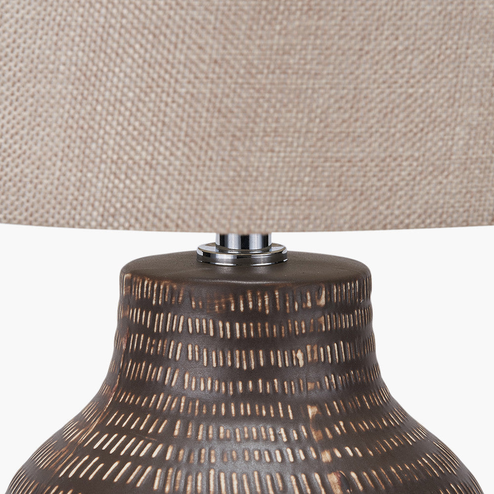Kai Earth Coloured Textured Tall Ceramic Table Lamp  Nicholas John Interiors