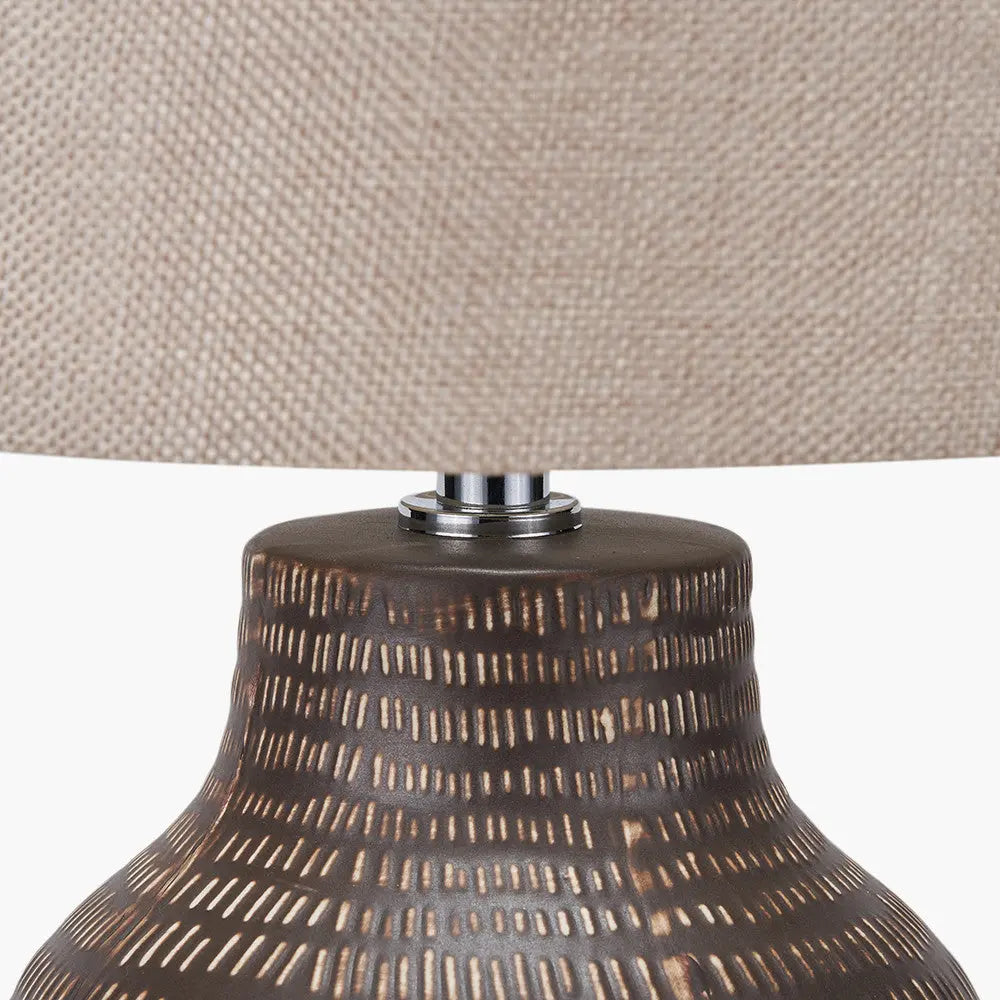 Kai Earth Coloured Textured Tall Ceramic Table Lamp  Nicholas John Interiors