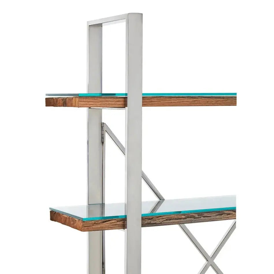 Kaisha Natural Wood Four Tier Shelf Unit   Nicholas John Interiors