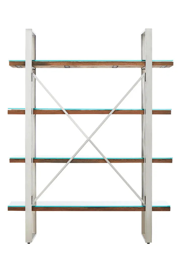 Kaisha Natural Wood Four Tier Shelf Unit   Nicholas John Interiors