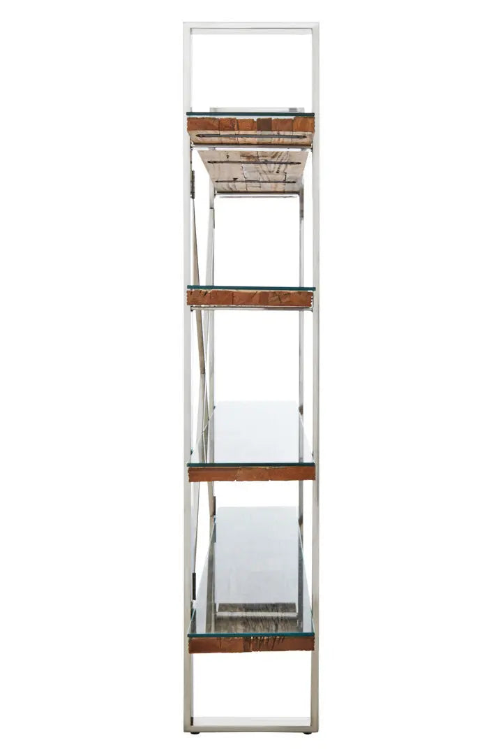 Kaisha Natural Wood Four Tier Shelf Unit   Nicholas John Interiors
