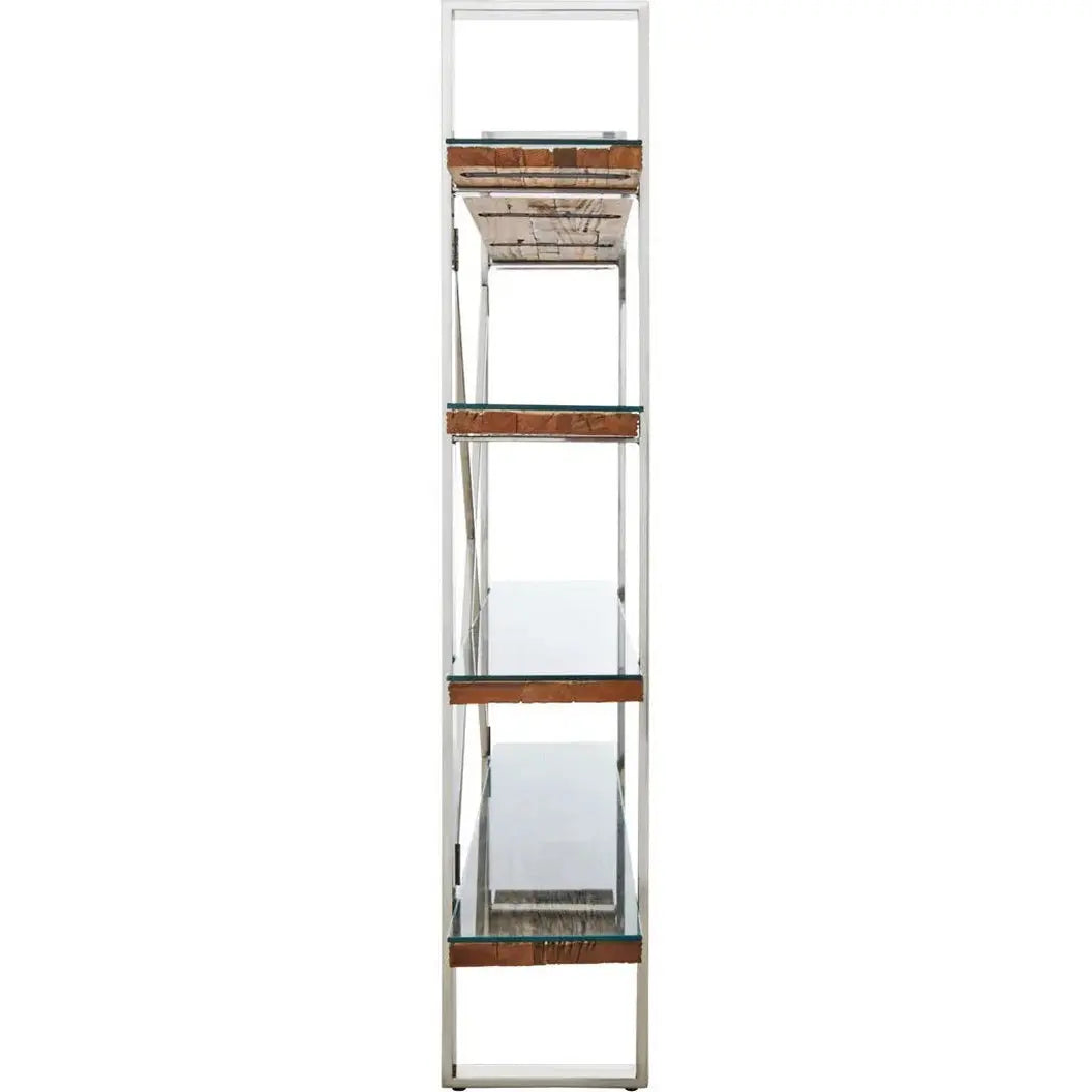 Kaisha Natural Wood Four Tier Shelf Unit   Nicholas John Interiors