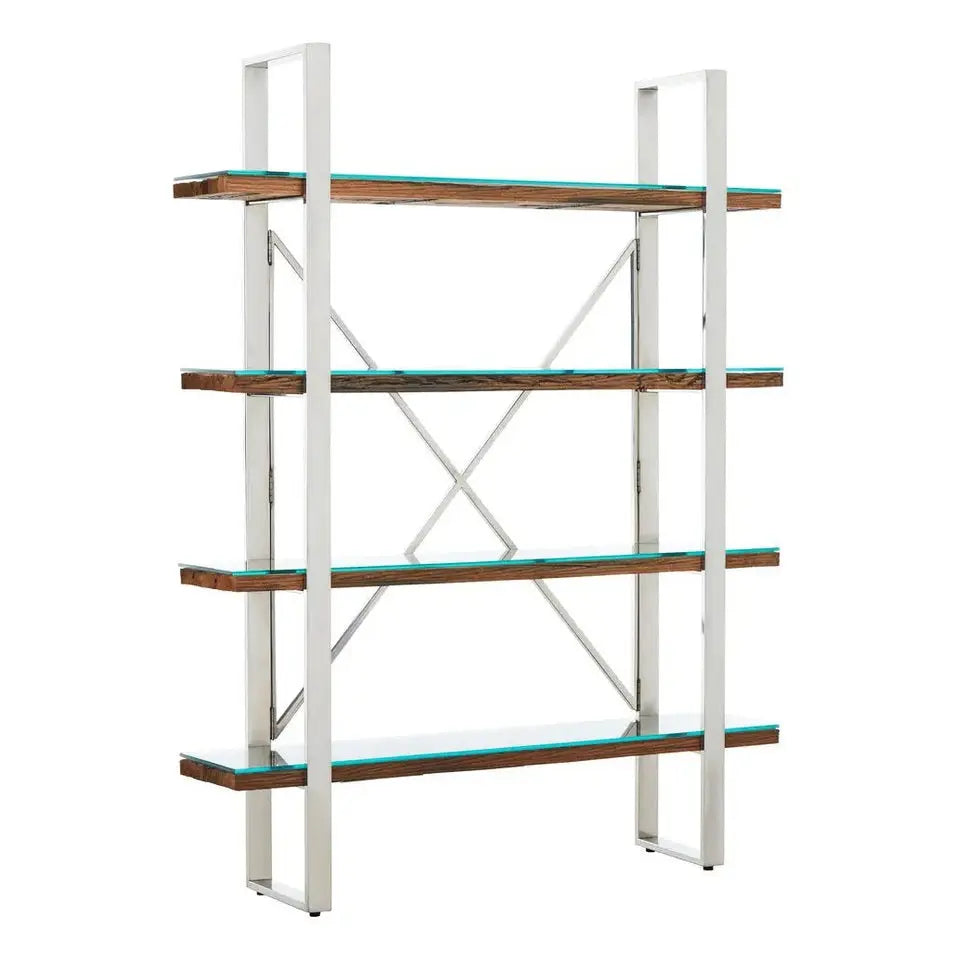 Kaisha Natural Wood Four Tier Shelf Unit   Nicholas John Interiors