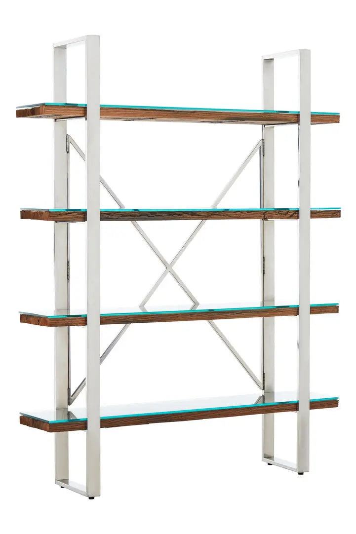 Kaisha Natural Wood Four Tier Shelf Unit   Nicholas John Interiors