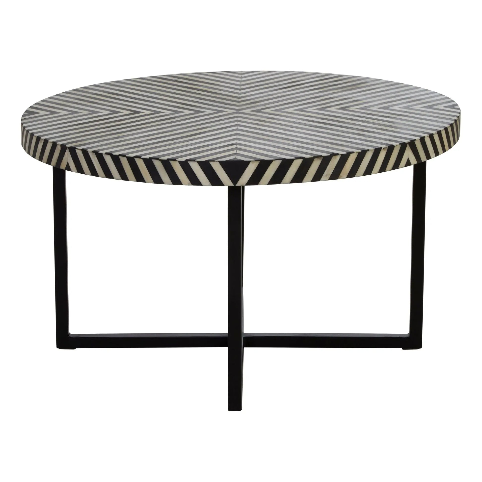 Kalani Bone Inlay Coffee Table with Cross Metal Legs  Nicholas John Interiors