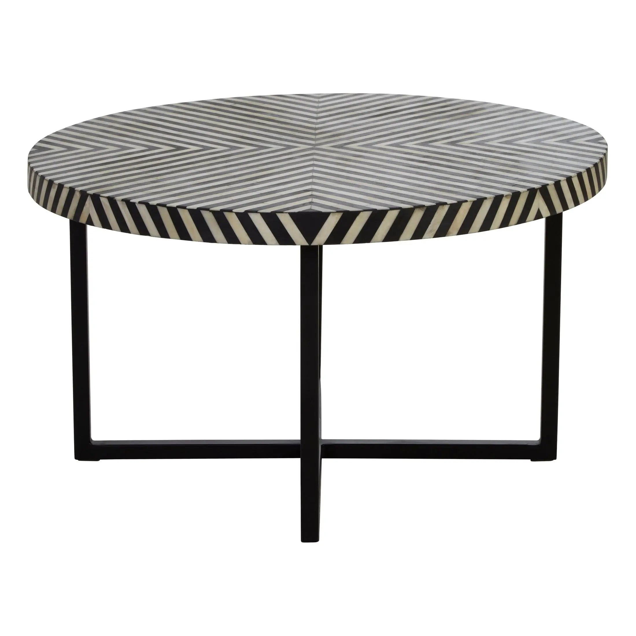 Kalani Bone Inlay Coffee Table with Cross Metal Legs  Nicholas John Interiors