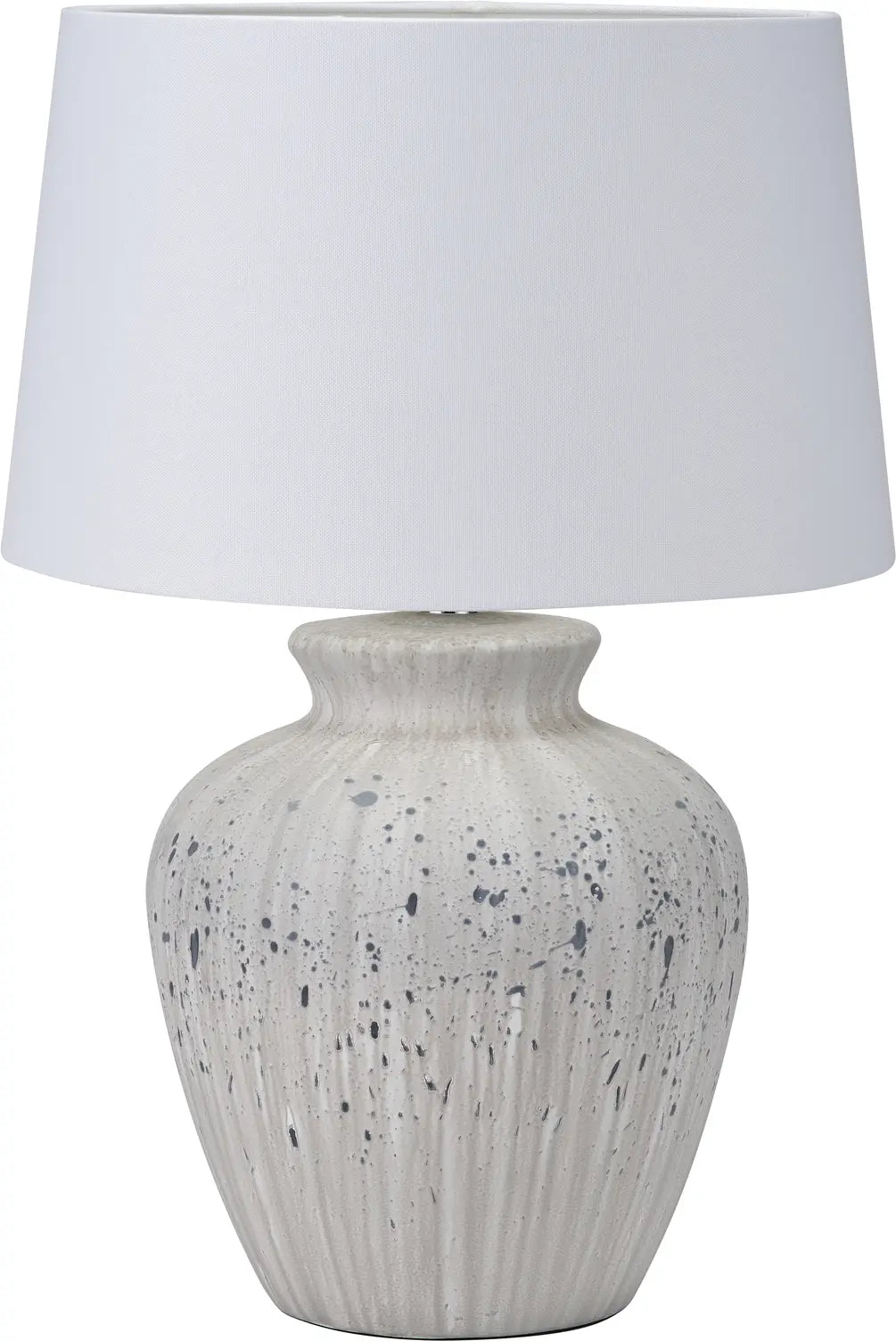 Kalli White and Grey Flecked Ceramic Table Lamp  Nicholas John Interiors