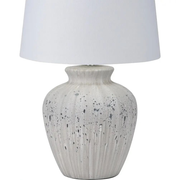 Kalli White and Grey Flecked Ceramic Table Lamp   Nicholas John Interiors