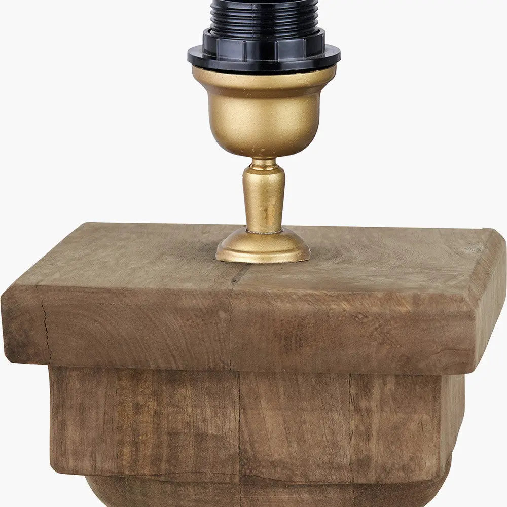 Kavya Antique Brown Turned Wood Table Lamp Base  Nicholas John Interiors