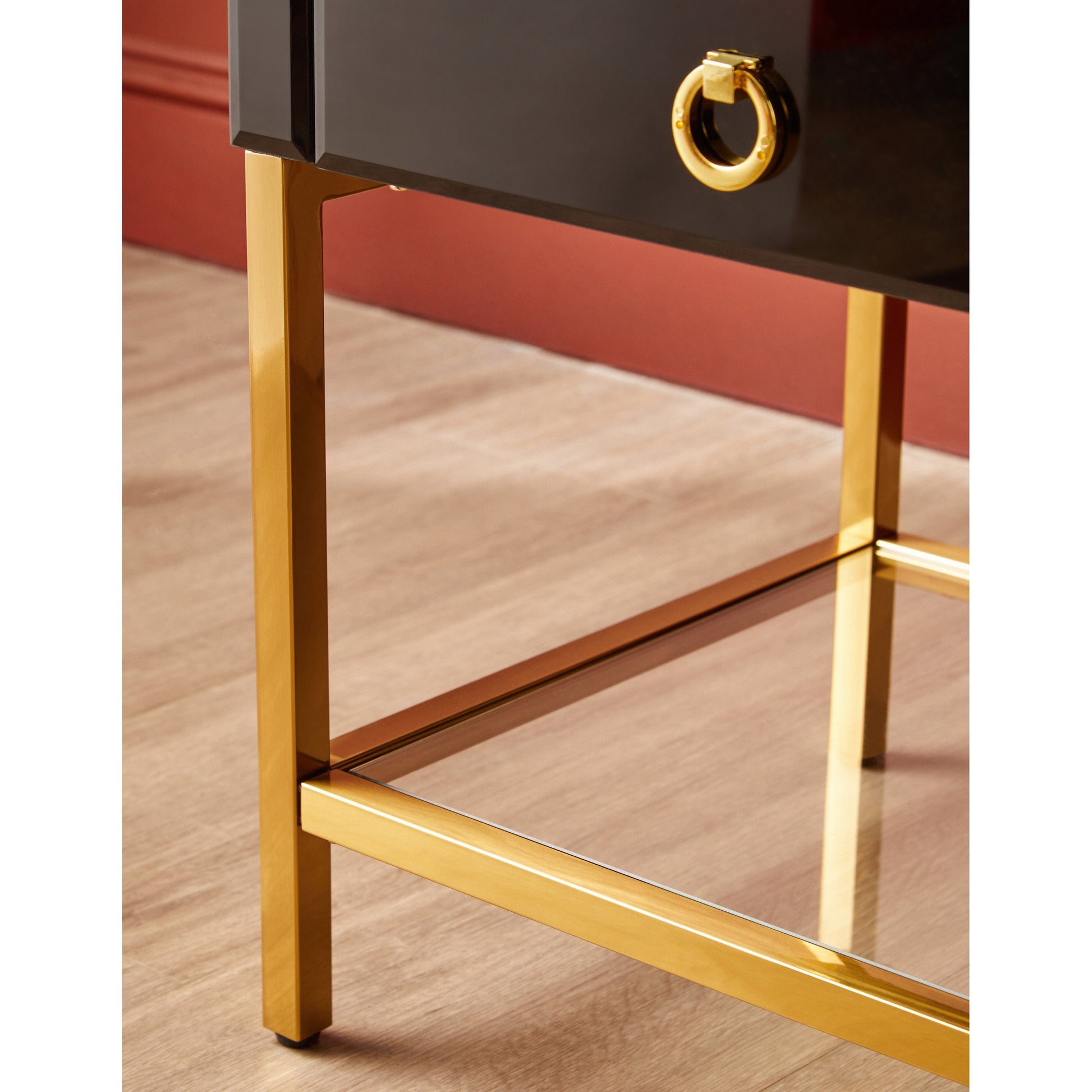 Kenswick Townhouse Black 2 Drawer Side Table  Nicholas John Interiors