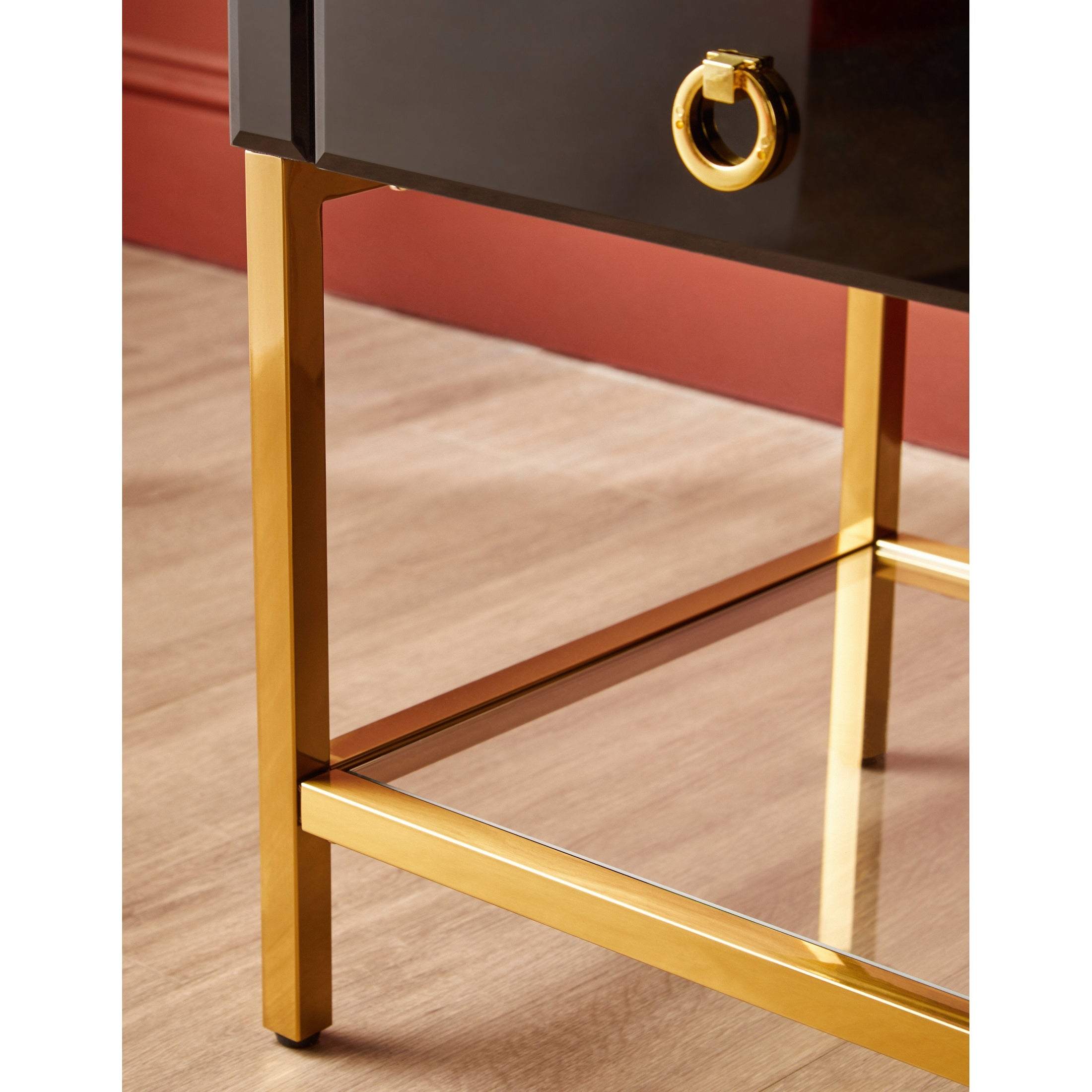 Kenswick Townhouse Black 2 Drawer Side Table  Nicholas John Interiors