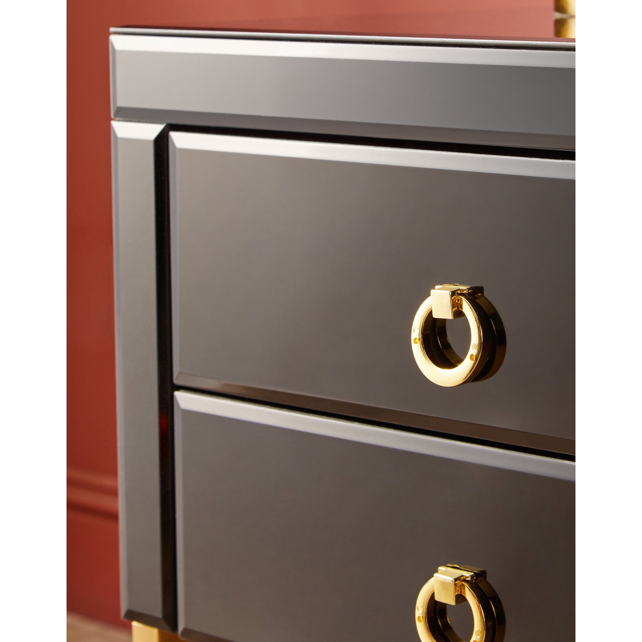 Kenswick Townhouse Black 2 Drawer Side Table  Nicholas John Interiors