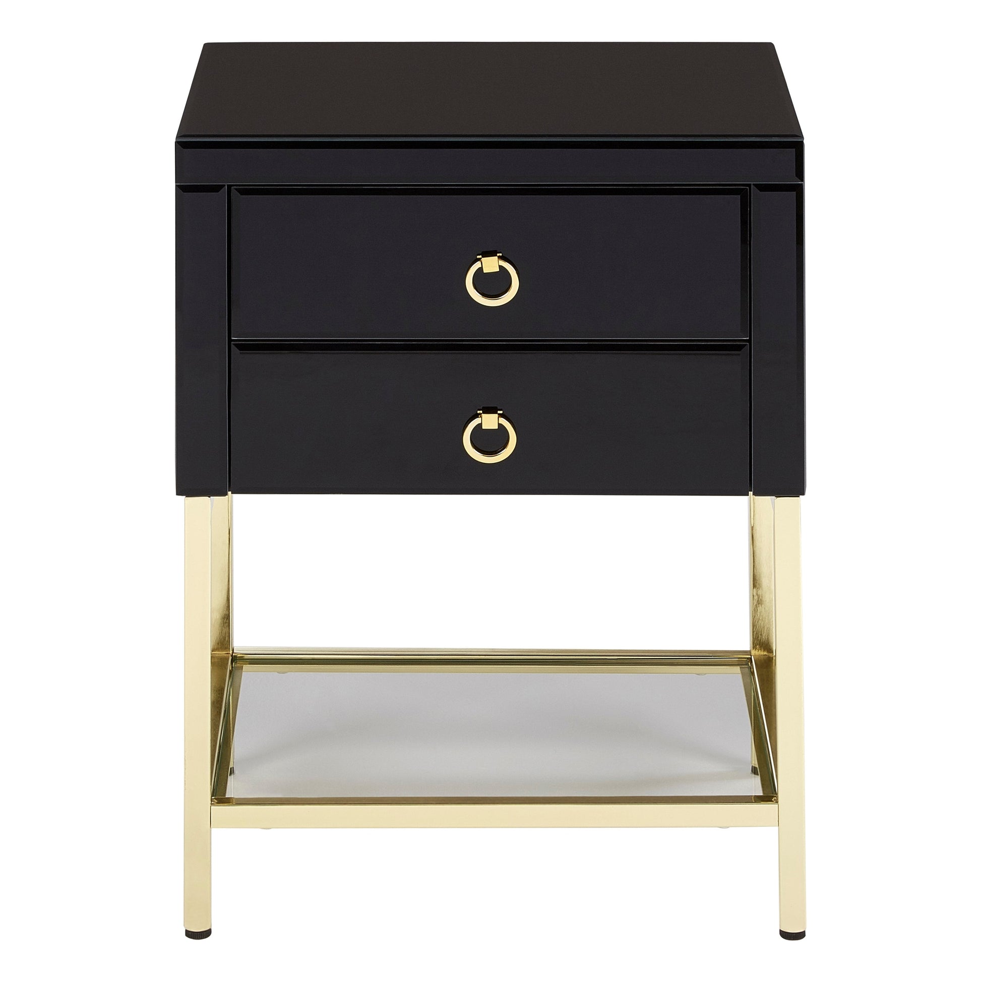 Kenswick Townhouse Black 2 Drawer Side Table  Nicholas John Interiors