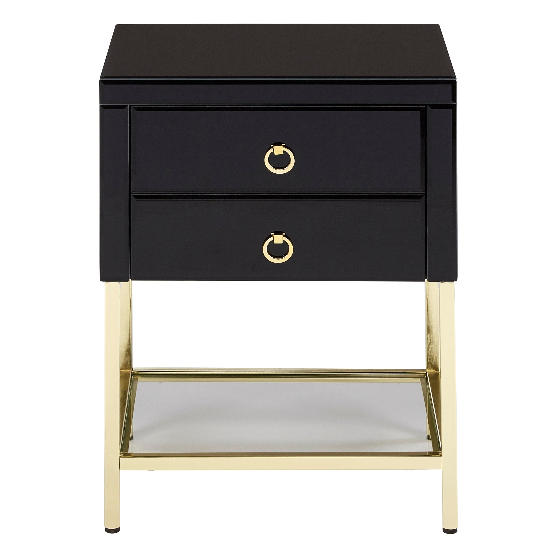 Kenswick Townhouse Black 2 Drawer Side Table  Nicholas John Interiors
