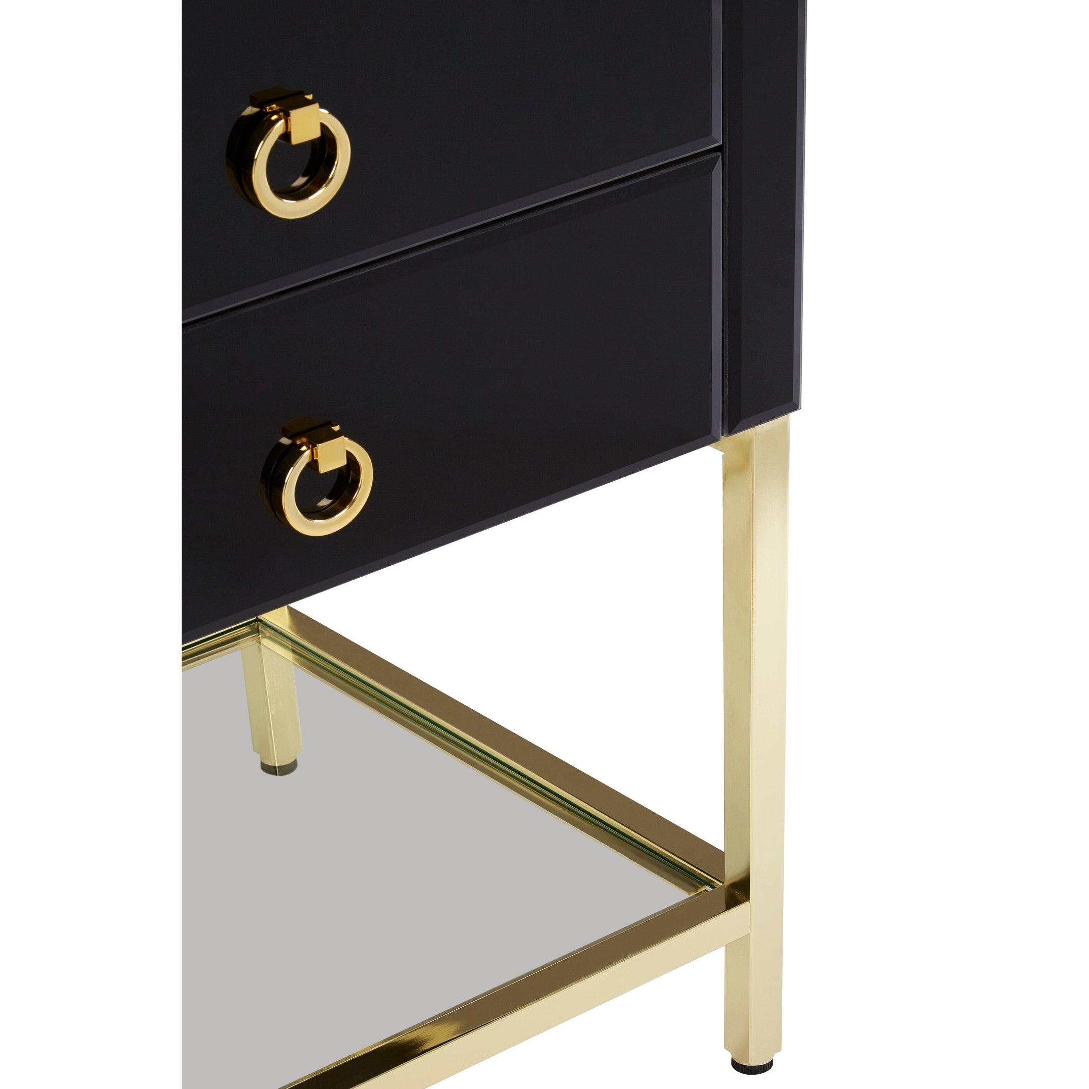 Kenswick Townhouse Black 2 Drawer Side Table  Nicholas John Interiors
