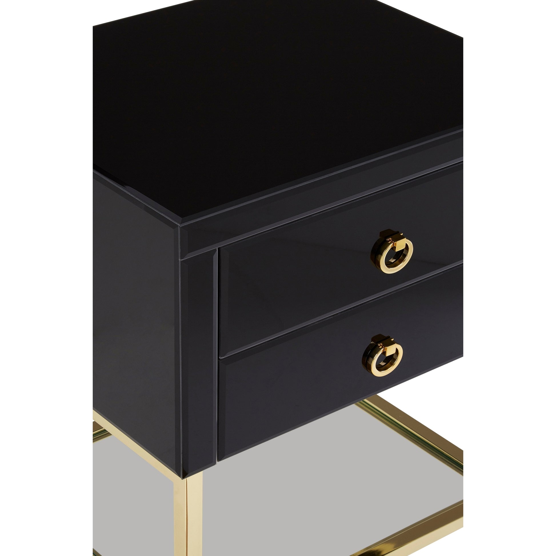 Kenswick Townhouse Black 2 Drawer Side Table  Nicholas John Interiors