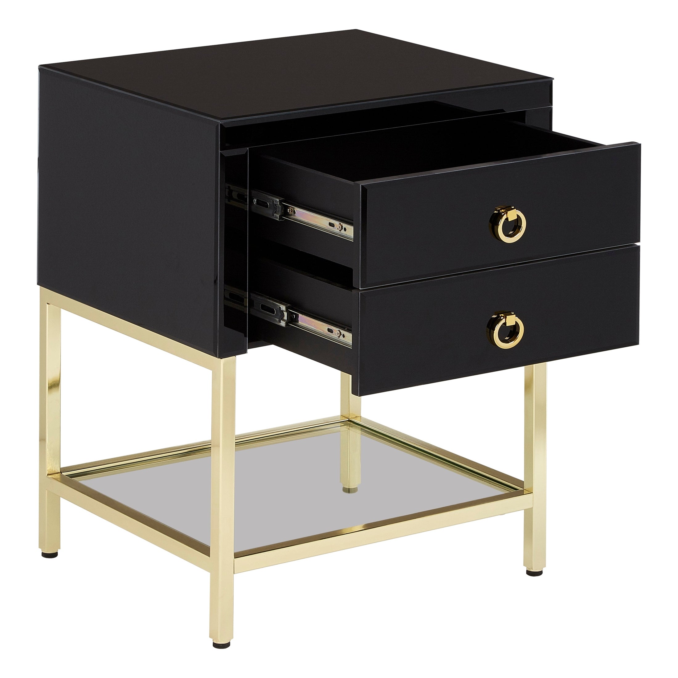Kenswick Townhouse Black 2 Drawer Side Table  Nicholas John Interiors