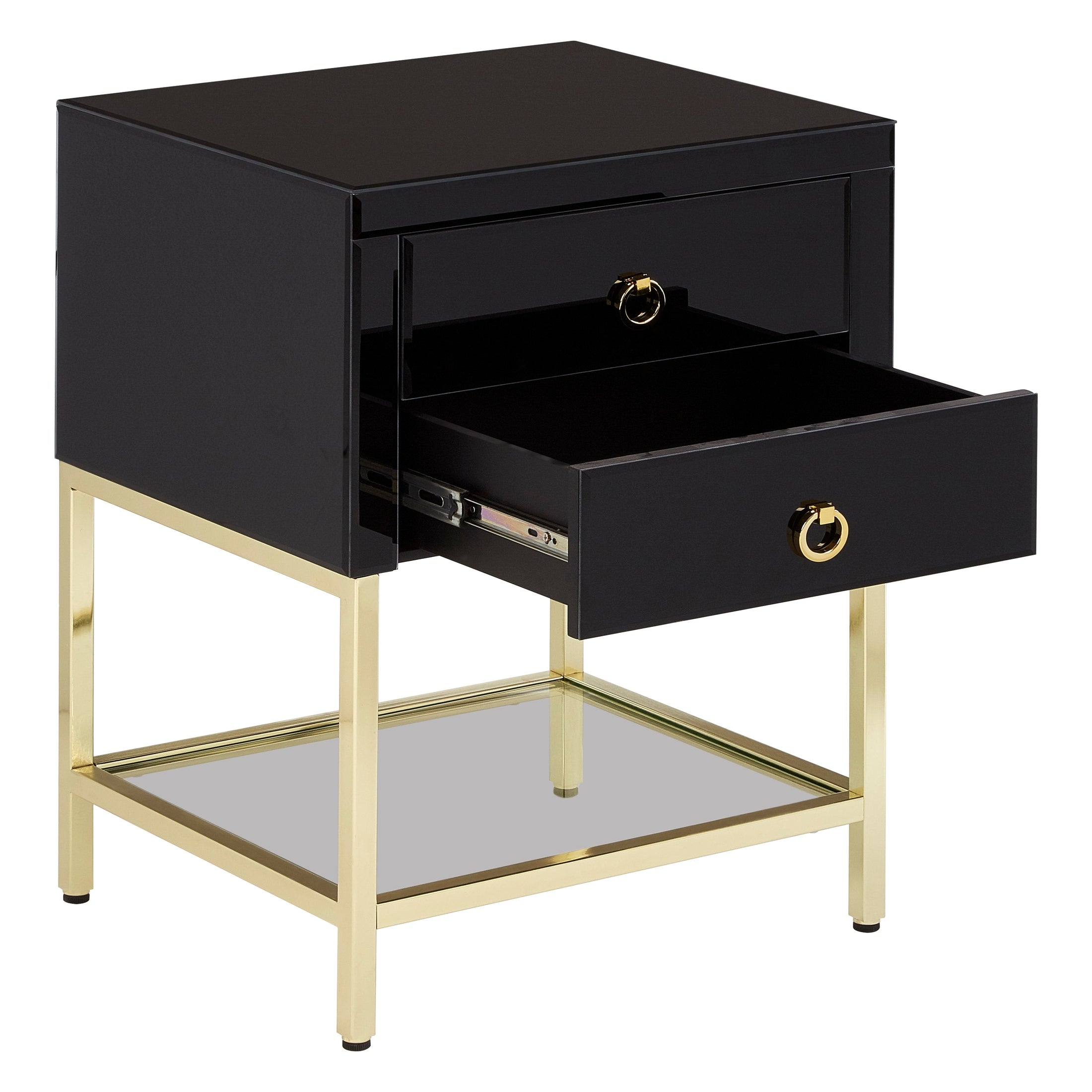 Kenswick Townhouse Black 2 Drawer Side Table  Nicholas John Interiors
