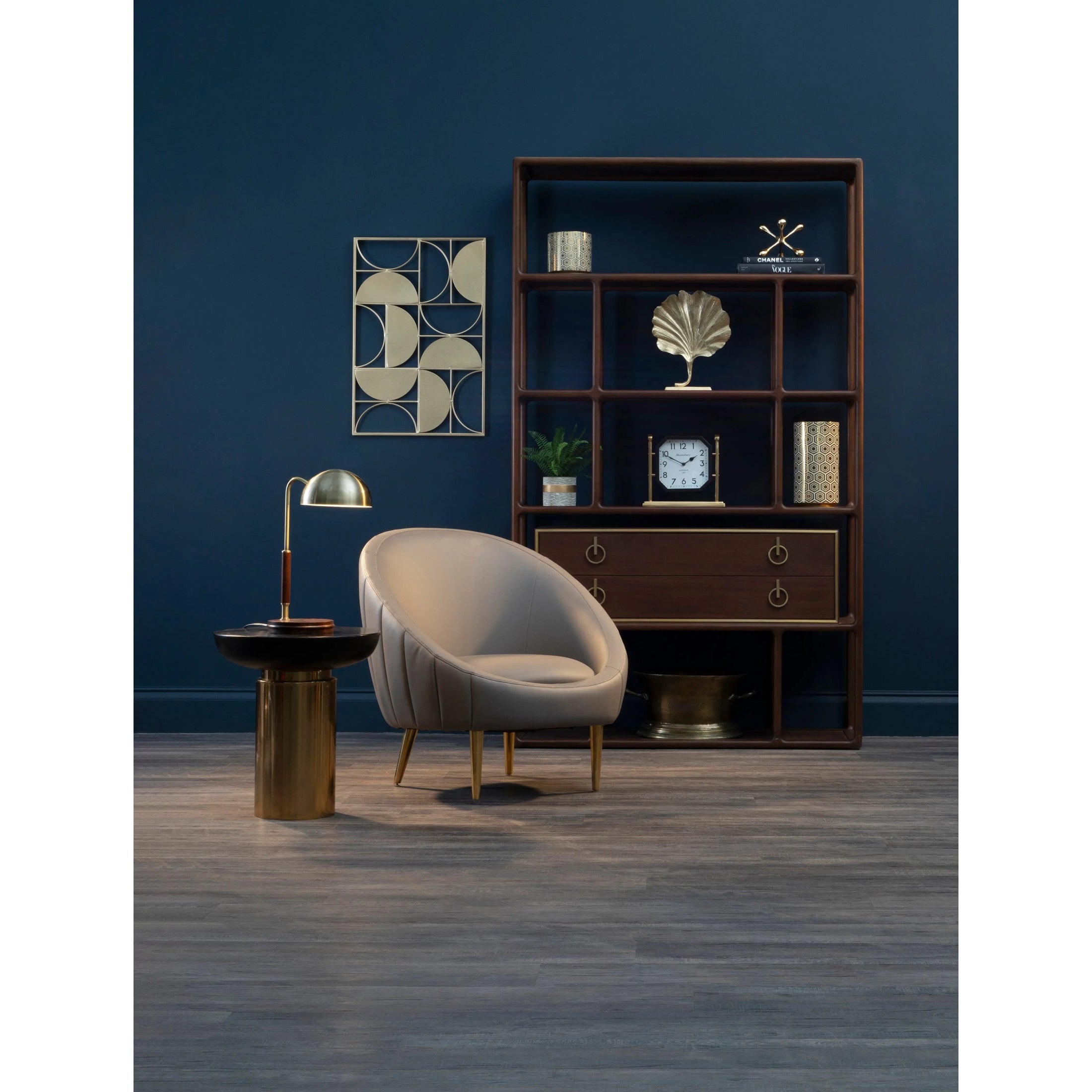 Kensington Townhouse Black and Gold Side Table with Column Base