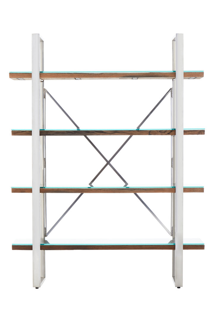 Kerala Natural Wood Four Tier Shelf Unit  Nicholas John Interiors