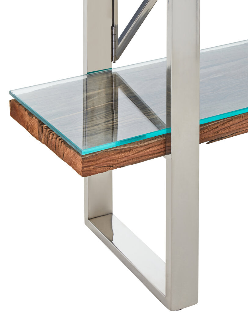 Kerala Natural Wood Four Tier Shelf Unit  Nicholas John Interiors