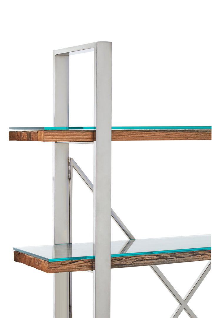 Kerala Natural Wood Four Tier Shelf Unit  Nicholas John Interiors