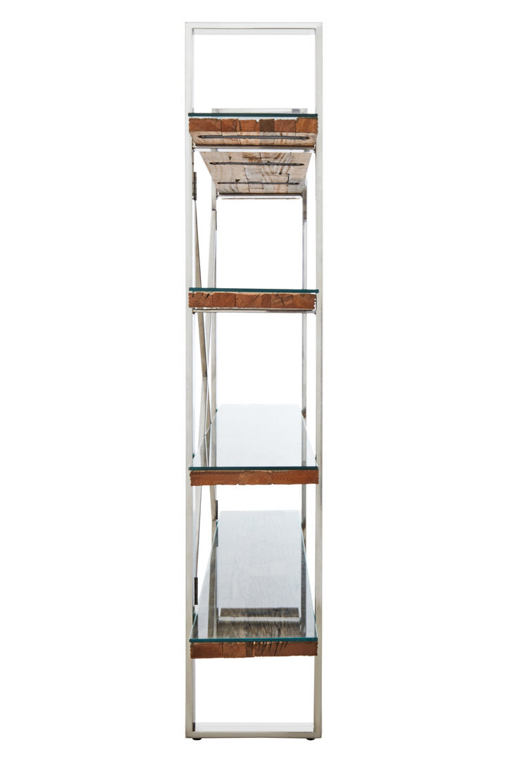 Kerala Natural Wood Four Tier Shelf Unit  Nicholas John Interiors