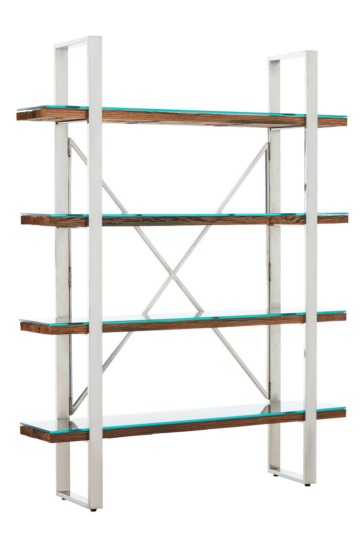 Kerala Natural Wood Four Tier Shelf Unit  Nicholas John Interiors
