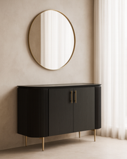 Tommy Franks Lantine 2 Door Cabinet in Black Oak & Brass   Nicholas John Interiors
