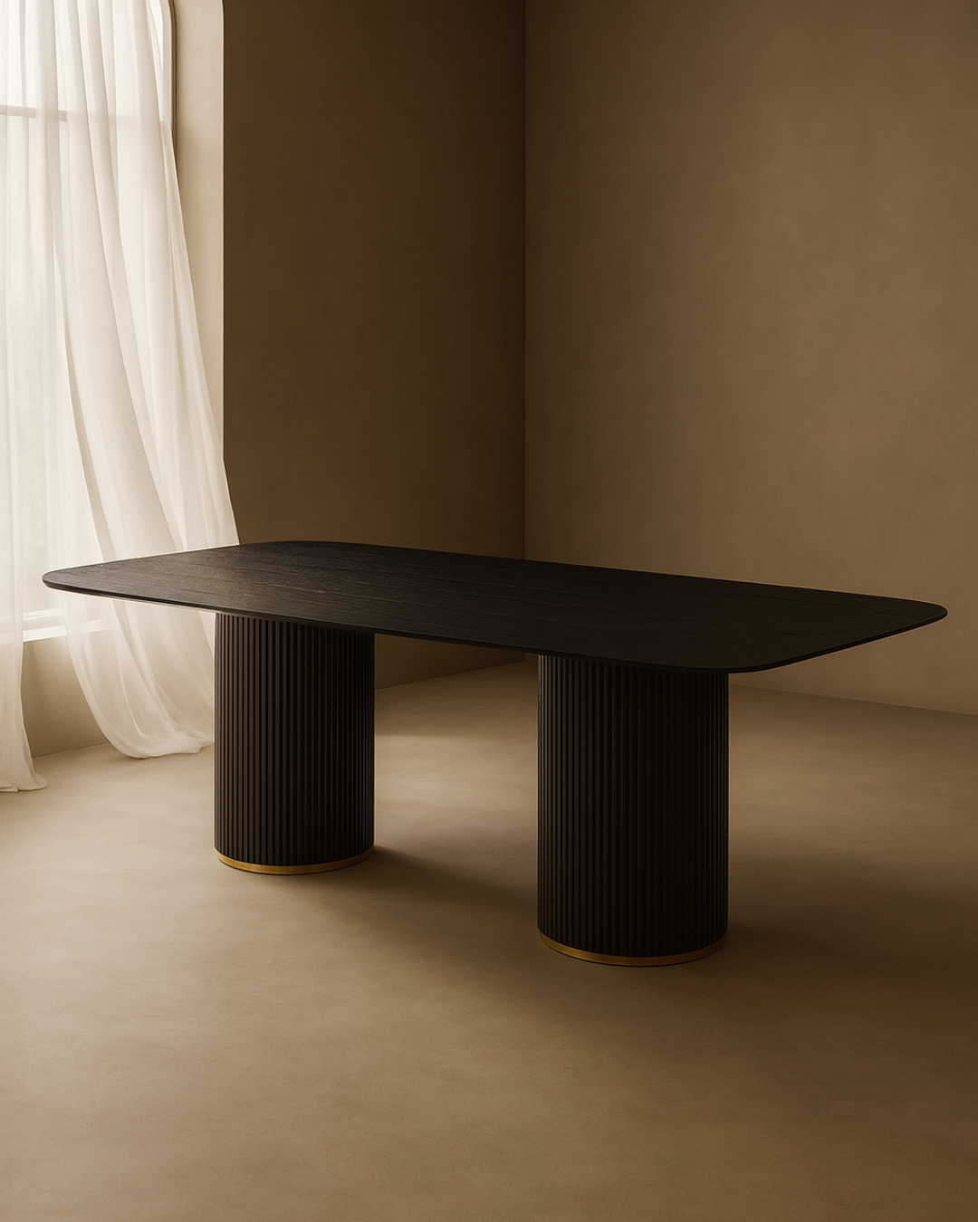 Tommy Franks Lantine 280 Dining Table - Black Oak & Brass
