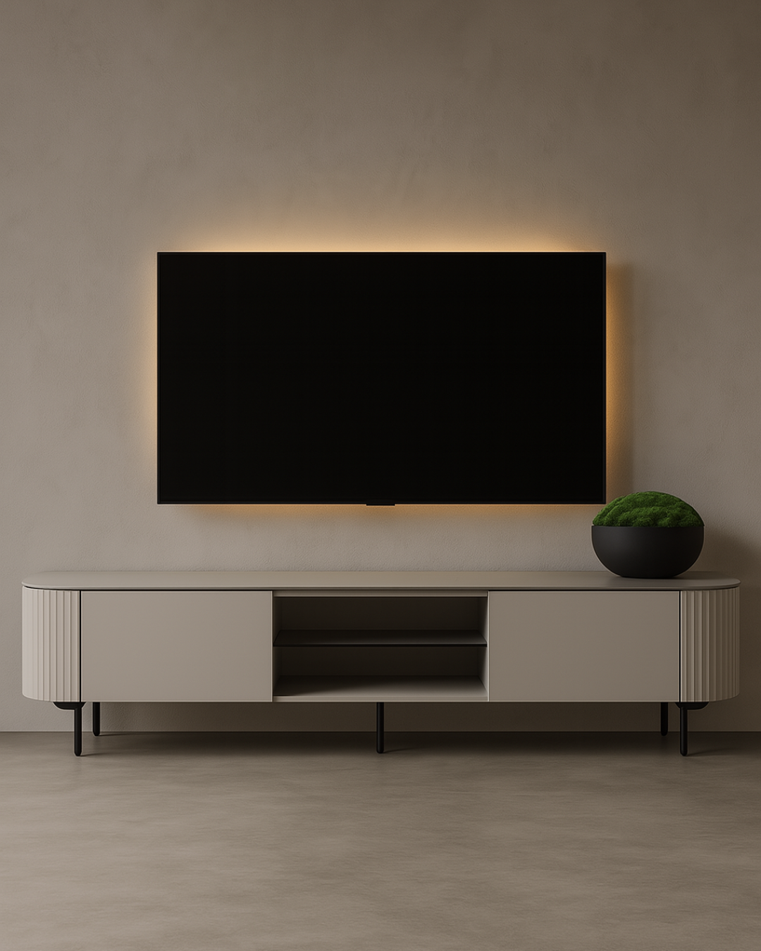 Tommy Franks Lantine TV Unit in Matte Light Grey   Nicholas John Interiors