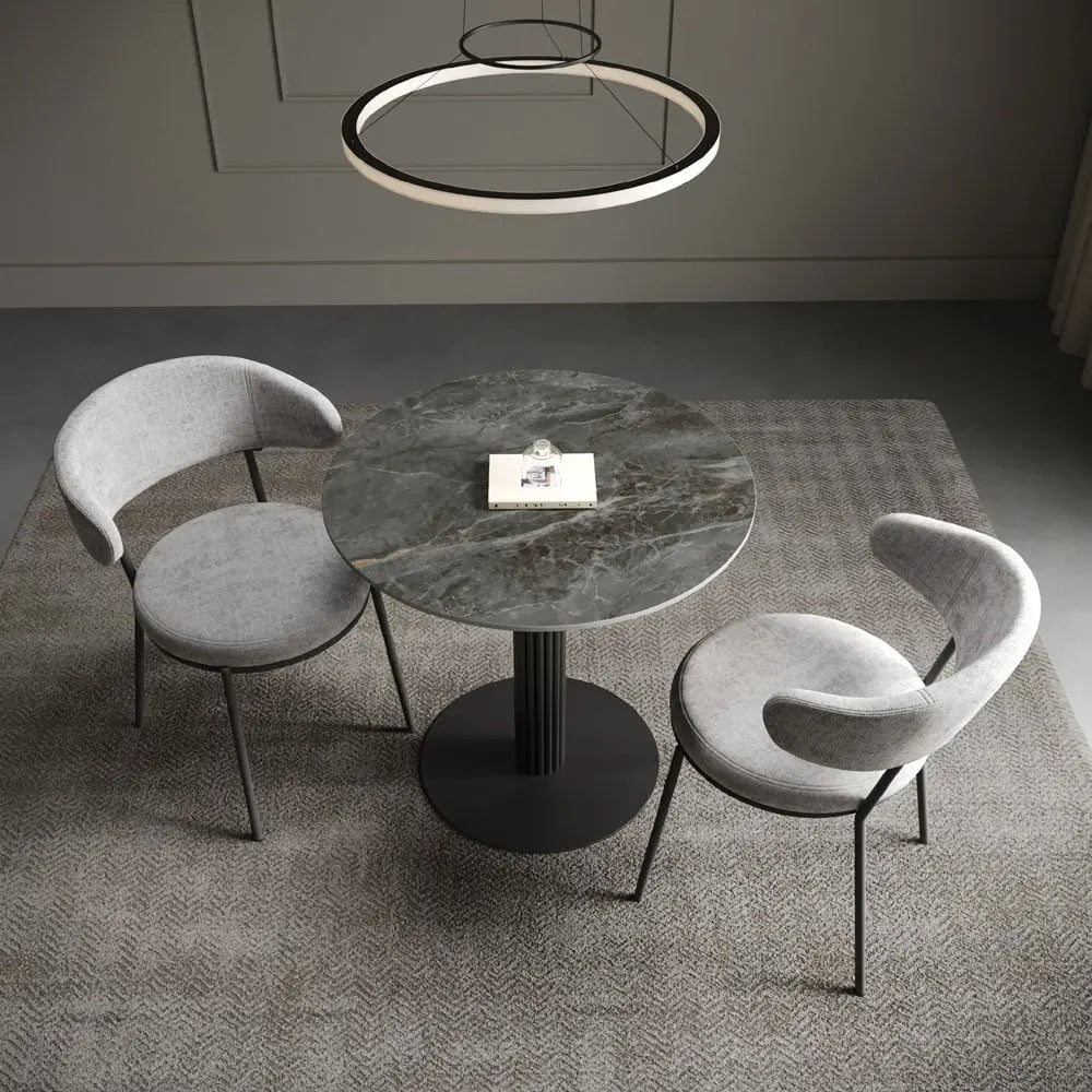 Cartier Round Gloss Grey Ceramic Dining Table - 80cm03