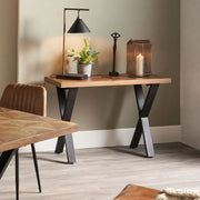Lakota Recycled Wood and Brass Metal Console Table   Nicholas John Interiors