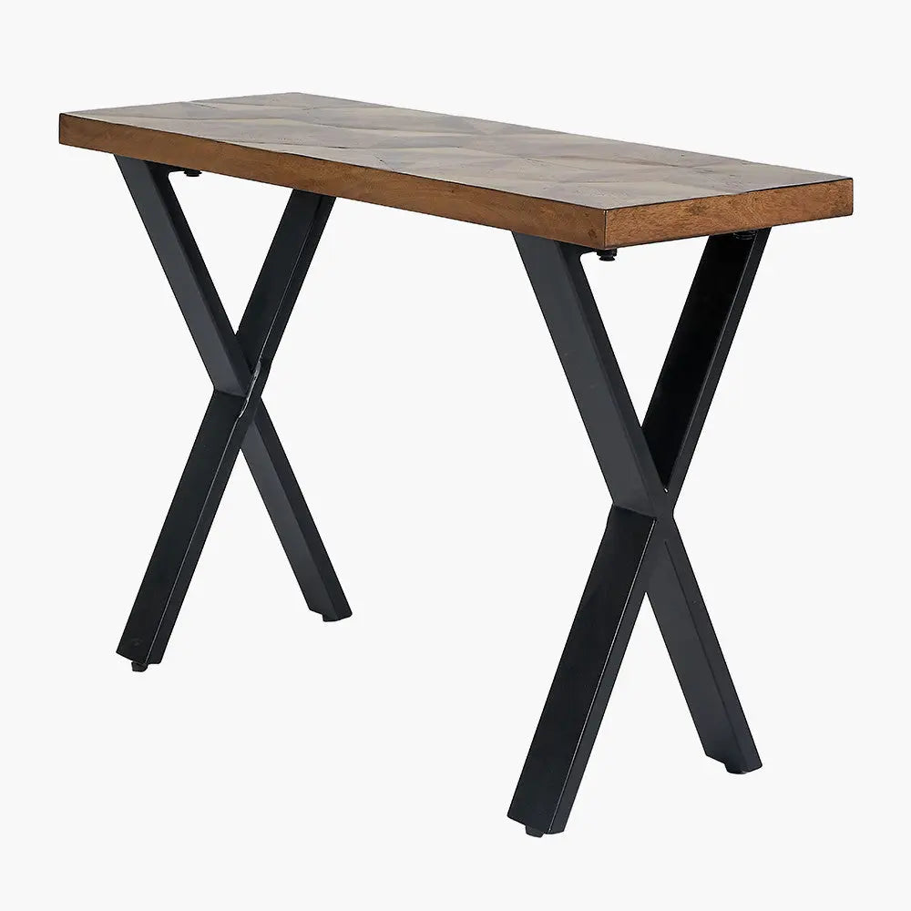 Lakota Recycled Wood and Brass Metal Console Table   Nicholas John Interiors