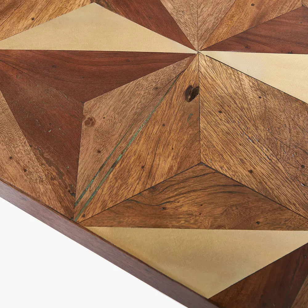 Lakota Recycled Wood and Brass Metal Console Table   Nicholas John Interiors