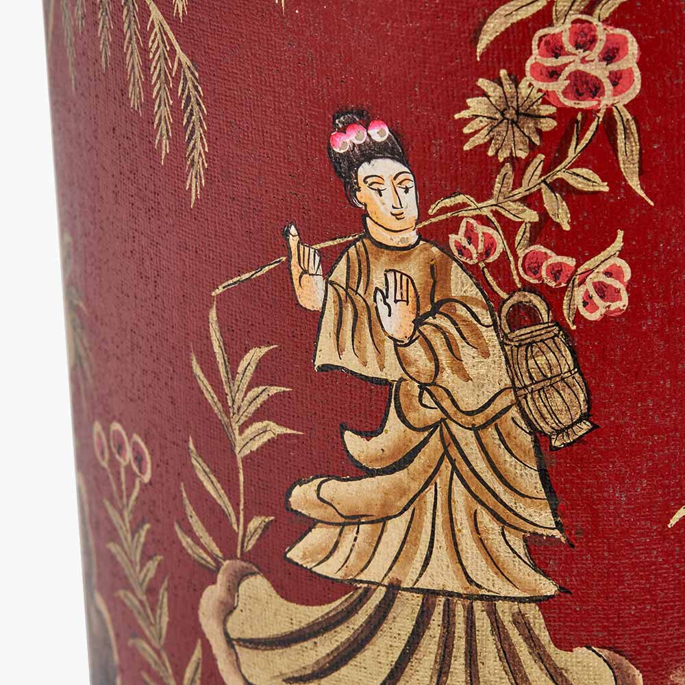 Landscape Red Hand Painted Metal Table Lamp Base  Nicholas John Interiors