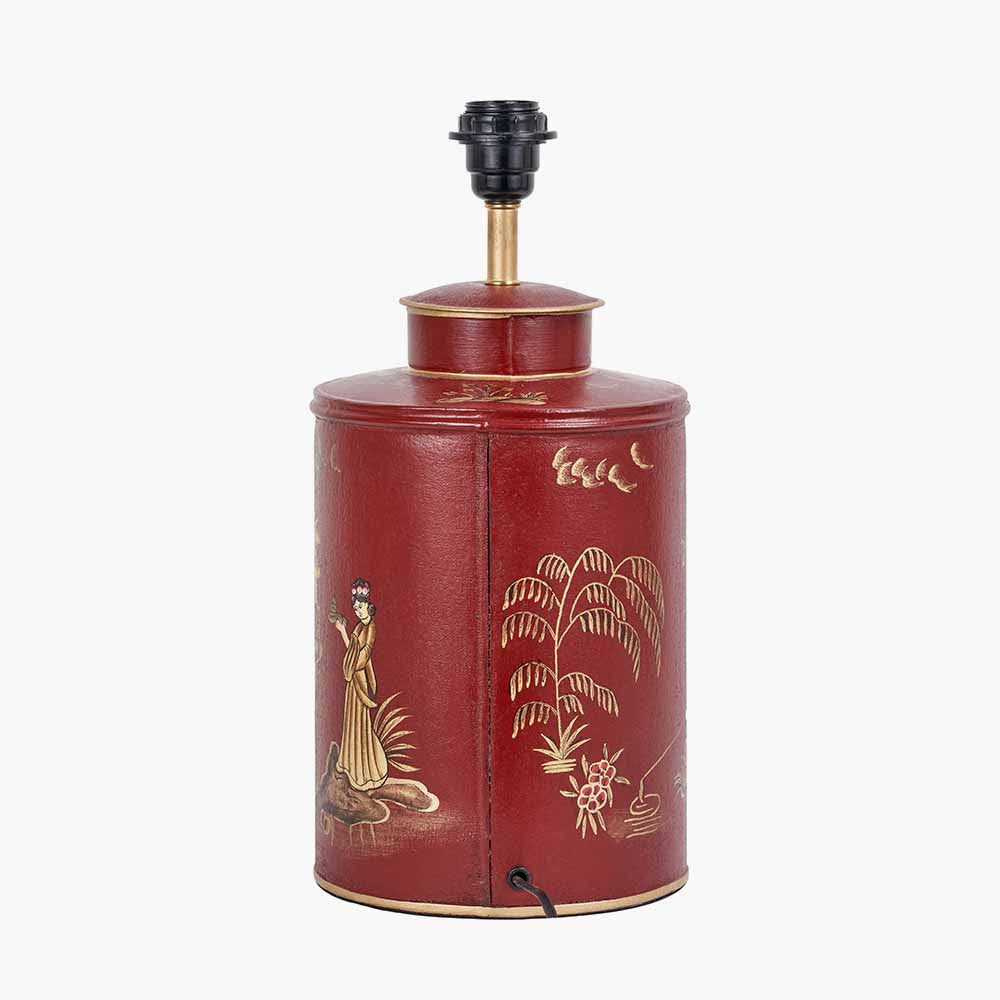 Landscape Red Hand Painted Metal Table Lamp Base  Nicholas John Interiors