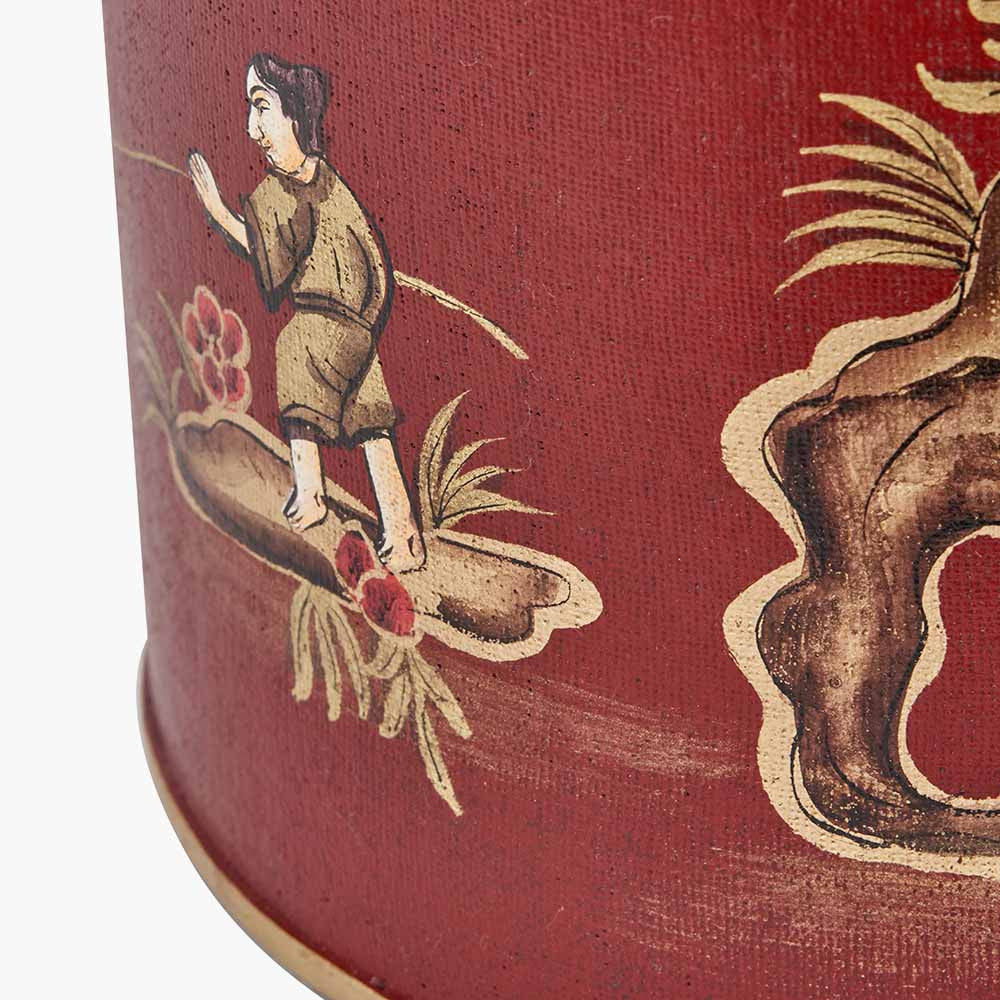 Landscape Red Hand Painted Metal Table Lamp Base  Nicholas John Interiors