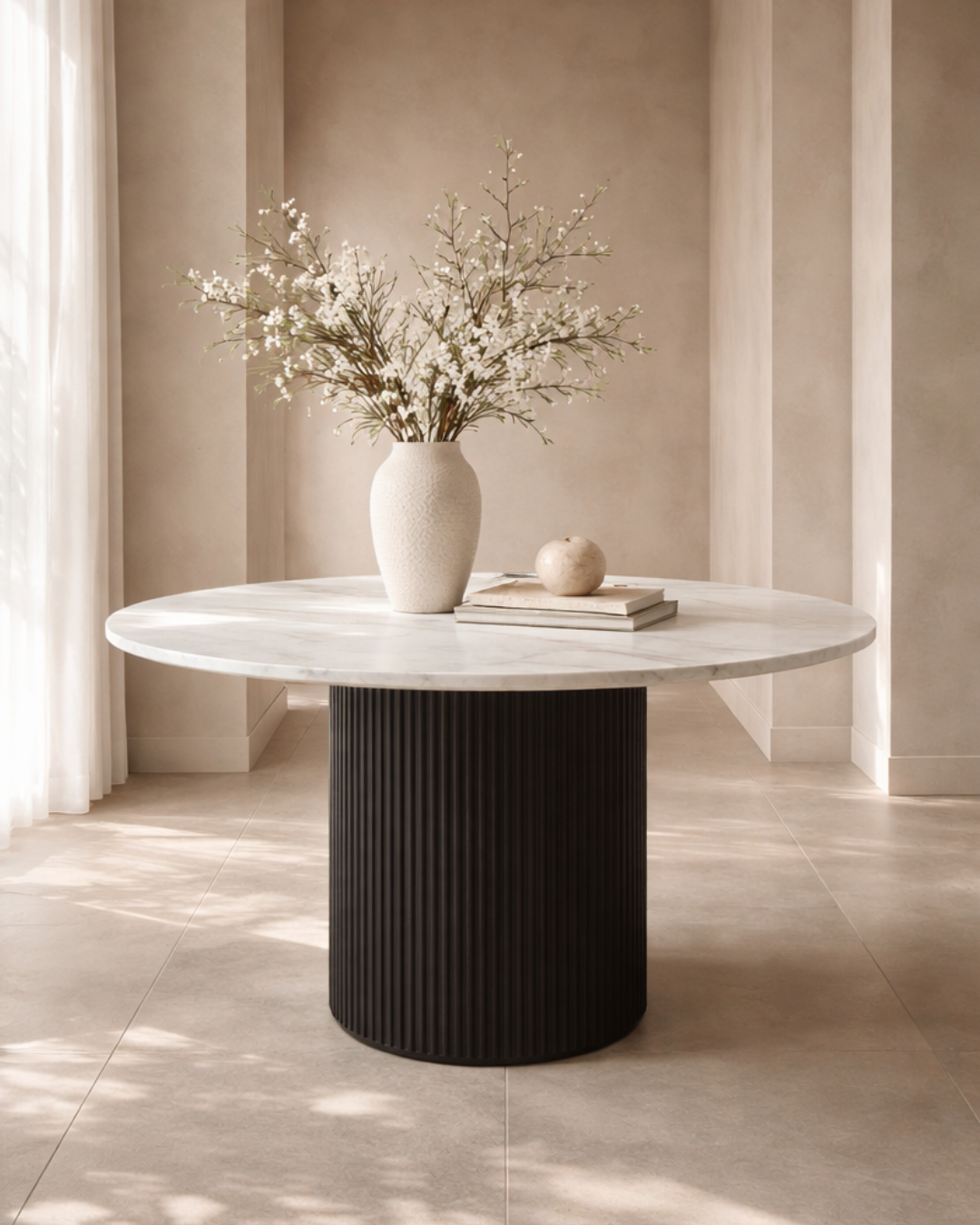 Tommy Franks Lantine Marble 120 Dining Table   Nicholas John Interiors