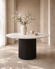 Tommy Franks Lantine Marble 120 Dining Table   Nicholas John Interiors