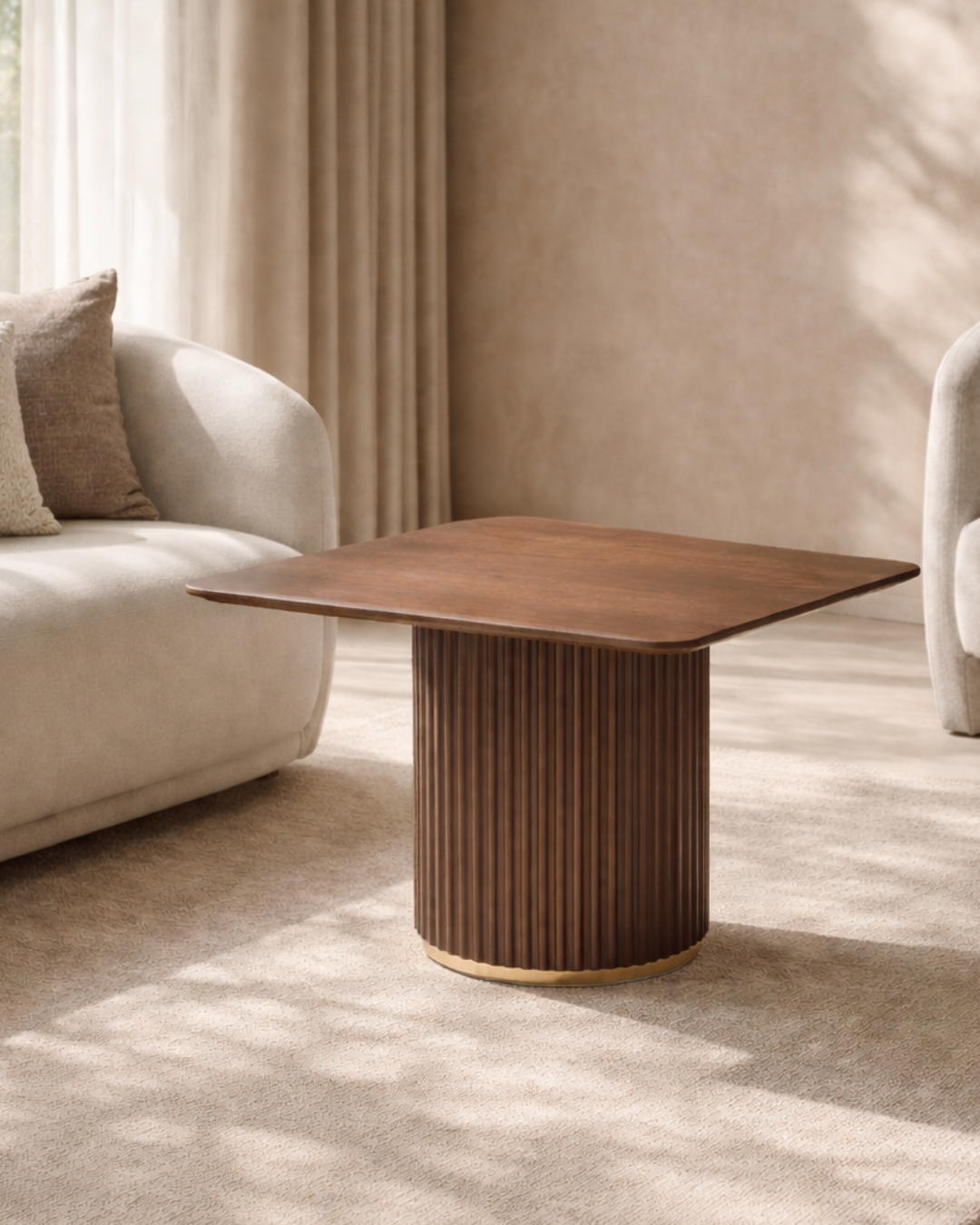 Lantine Side Table - Walnut & Brass   Nicholas John Interiors