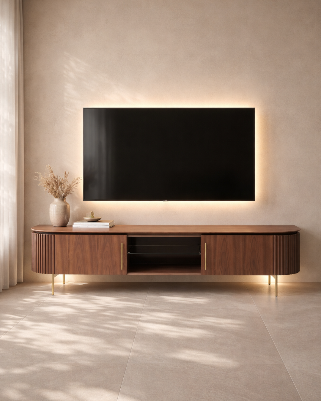 Tommy Franks Lantine TV Unit - Walnut & BrassTommy Franks   Nicholas John Interiors