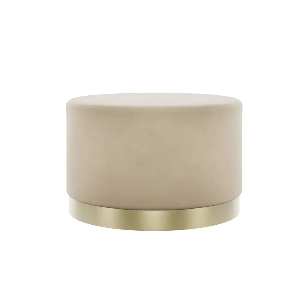 Lara Beige Velvet Large Pouffe   Nicholas John Interiors